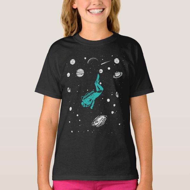 T-shirt Scuba Diving In Saturn Solar System Space (Devant)