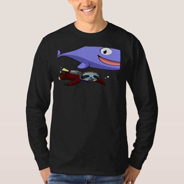 T-shirt Scuba Diving Snorkeling Sloth Lazy Tired Dive Slee (Devant)