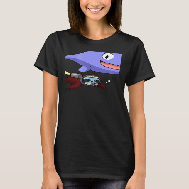 T-shirt Scuba Diving Snorkeling Sloth Lazy Tired Dive Slee (Devant)