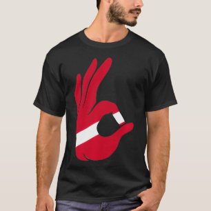 T-shirt Scuba Plongée Drapeau Main Ok Signal Plongée Plong