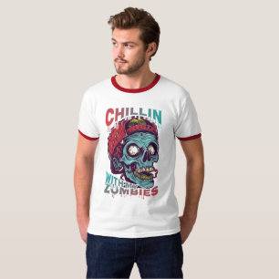 T-shirt Se détendre avec mes zombies   Chemise drôle d'Hal