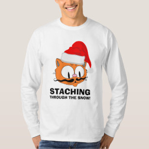 T-shirt SE RASANT À TRAVERS LA NEIGE Humour Moustache Chat