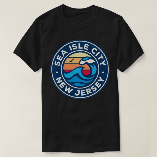 T-shirt Sea Isle City New Jersey NJ Vagues Nautiques Vinta (Design devant)