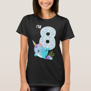 T-shirt Sea Narwhal Anniversaire I'm 8 Thème Océan sous-ma