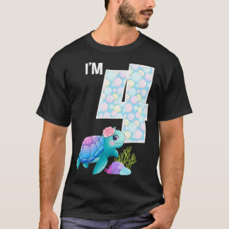 T-shirt Sea Turtle Anniversaire I'm 4 Ocean Aquarium Thème
