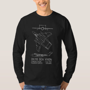 T-shirt Sea Vixen British années 1950 Jet Plane Blueprints