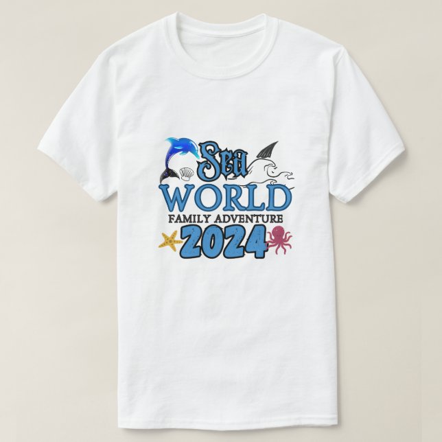 T-shirt Sea World Family Adventure 2024, vacances en famil (Design devant)