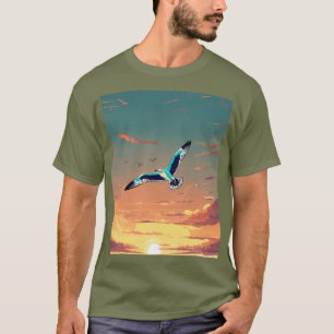 T-shirt Seagull in the Sky - Design de dessin Sol aéroport