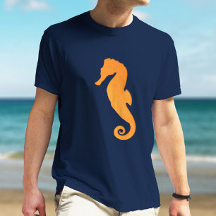 T-shirt Seahorse Silhouette Orange Cool Simple Nautique