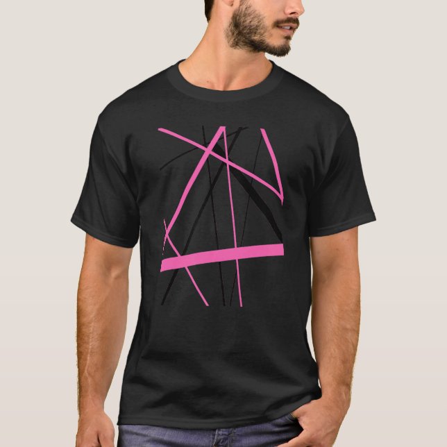 T-shirt Seamless Abstract Pink and Black Strips Cut Out Pa (Devant)