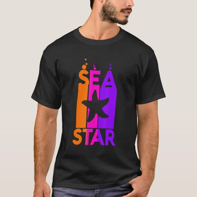 T-shirt Seastar Animal Rainbow Bubble With Silhouette (Devant)