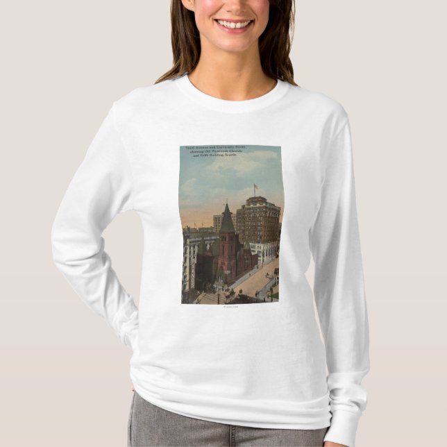 T-shirt Seattle, avenue de WAThird et rues d'université (Devant)