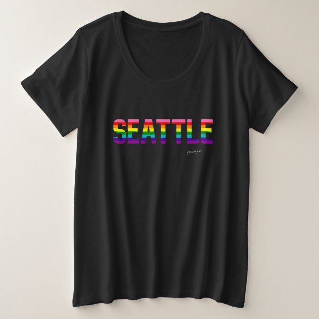 T-shirt Seattle Pride | drapeau arc-en-ciel (Design devant)
