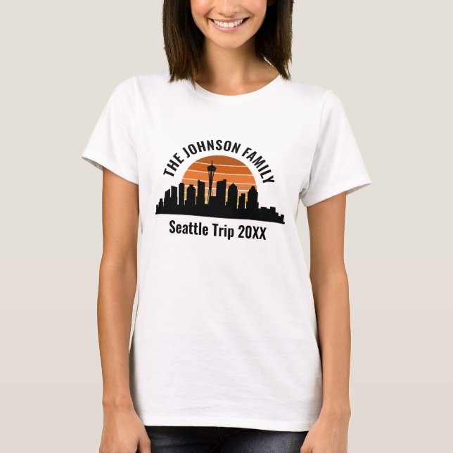 T-shirt Seattle Skyline Sunset Custom Vacation Femmes (Devant)