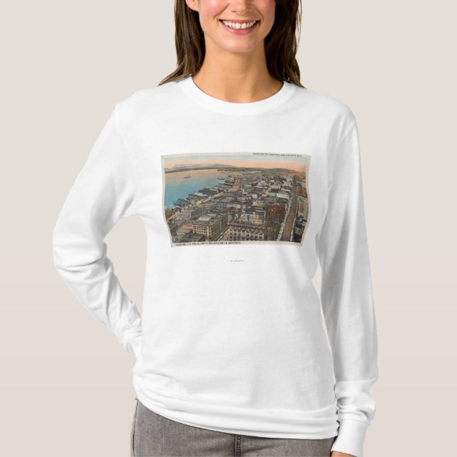 T-shirt Seattle, WAAerial de Seattle du centre et baie (Devant)