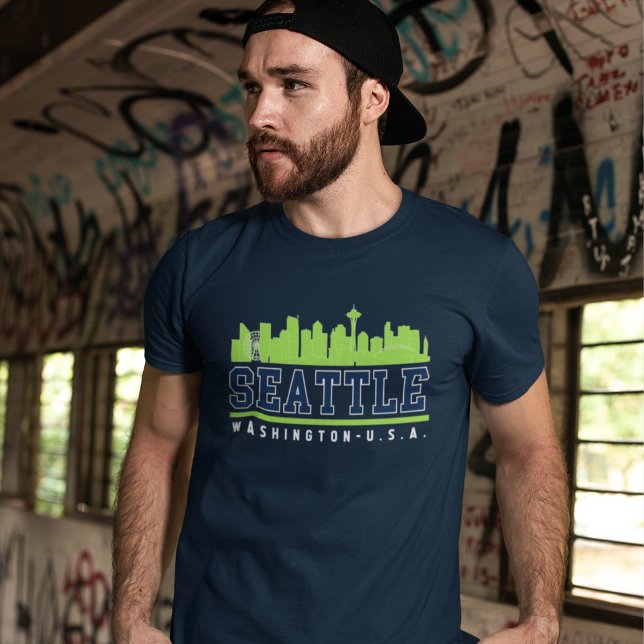 T-shirt Seattle Washington Skyline City (Créateur téléchargé)