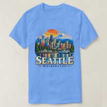 Seattle Washington Skyline Mountain Art