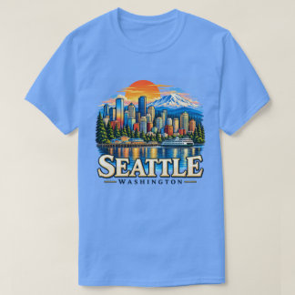 T-shirt Seattle Washington Skyline Mountain Art