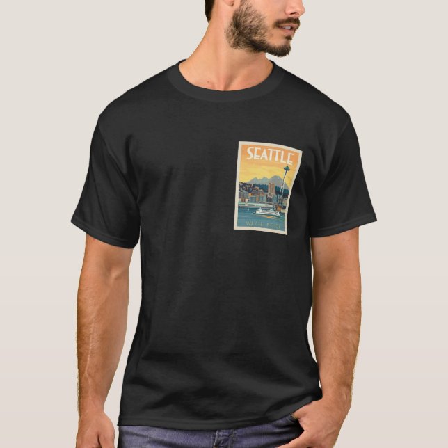 T-shirt Seattle Washington Travel Poster (Devant)