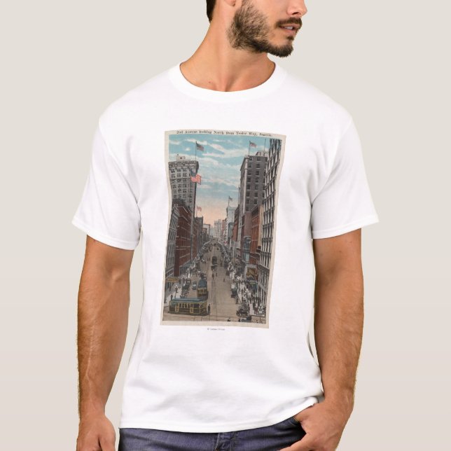 T-shirt Seattle, WAView de 2ème avenue de Yesler (Devant)