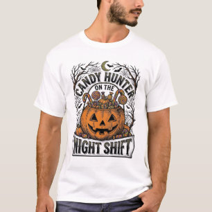 T-shirt Seau de bonbons citrouille Gravure vintage Hallowe