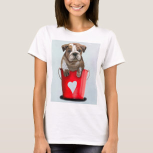 T-shirt Seau de bouledogue de rouge 2 d'amour