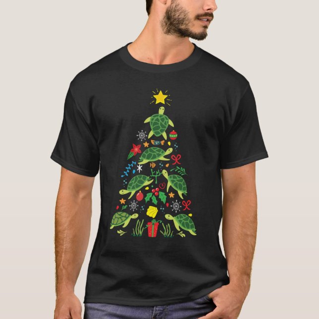 T-shirt Seaurtle Christmasree Ornament family (Devant)