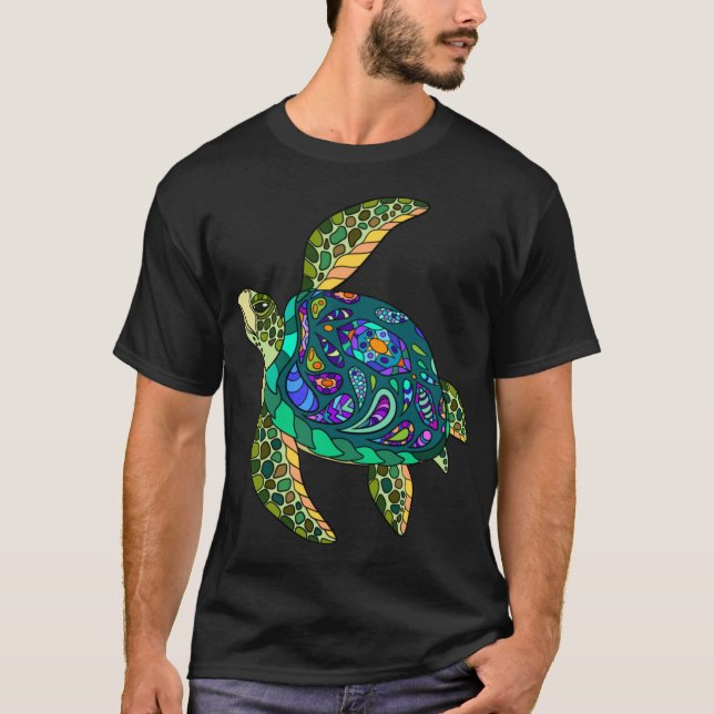 T-shirt Seaurtle paisley friends (Devant)