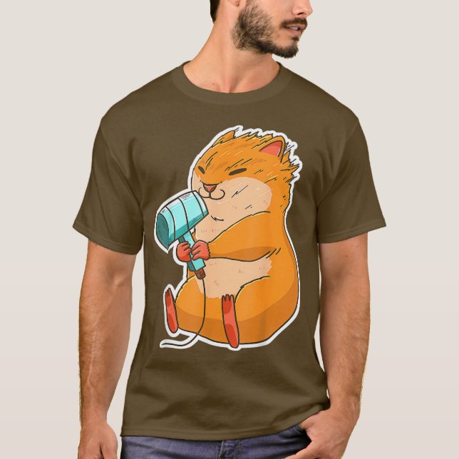 T-shirt Sèche-cheveux de hamster Funny Animal Hammy Propri (Devant)