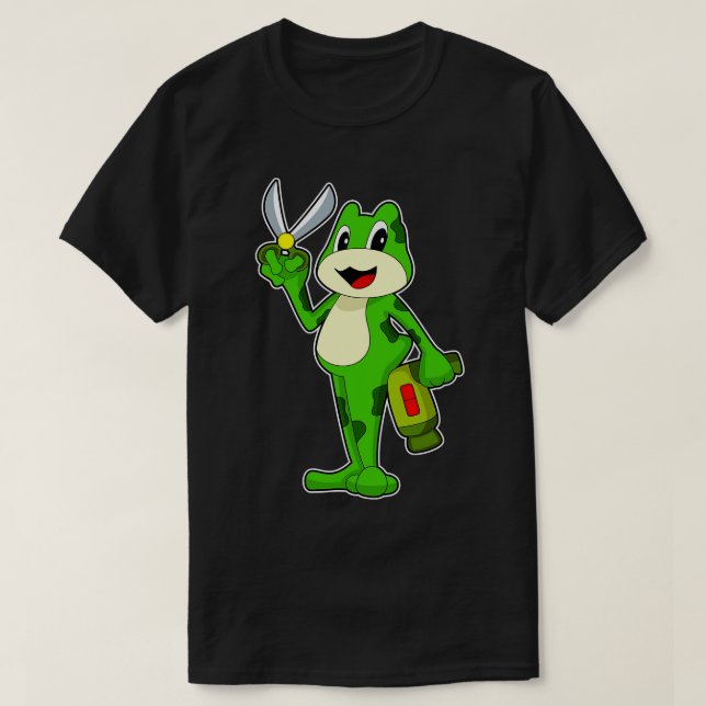 T-shirt Sèche-cheveux grenouille Coiffeuse Ciseaux (Design devant)