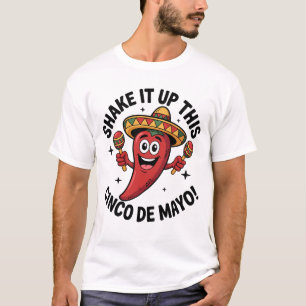 T-shirt Secouez-Le Ce Cinco De Mayo ! Poivre de chili roug