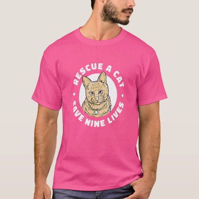 T-shirt Secourir Un Chat Sauver Neuf Vies Propriétaire Du  (Devant)