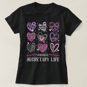 T-shirt Secrétaire d'école Coeurs Saint-Valentin