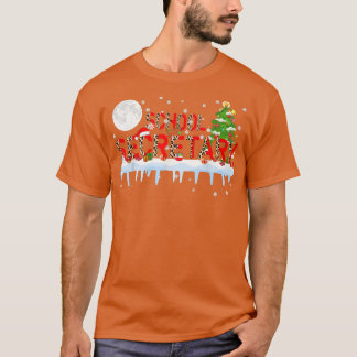 T-shirt Secrétaire d'école Xmas Tree Light Leopard Santa H