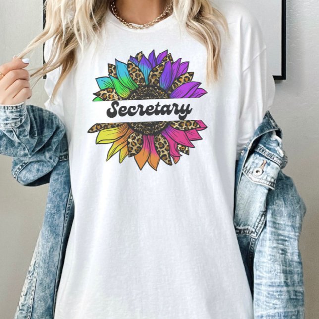T-shirt Secrétaire Profession Sunflower Arc-en-ciel (Secretary Profession Rainbow Sunflower T-Shirt
)