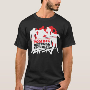 T-shirt Sécurité de la défense de zombi - blanc et roug
