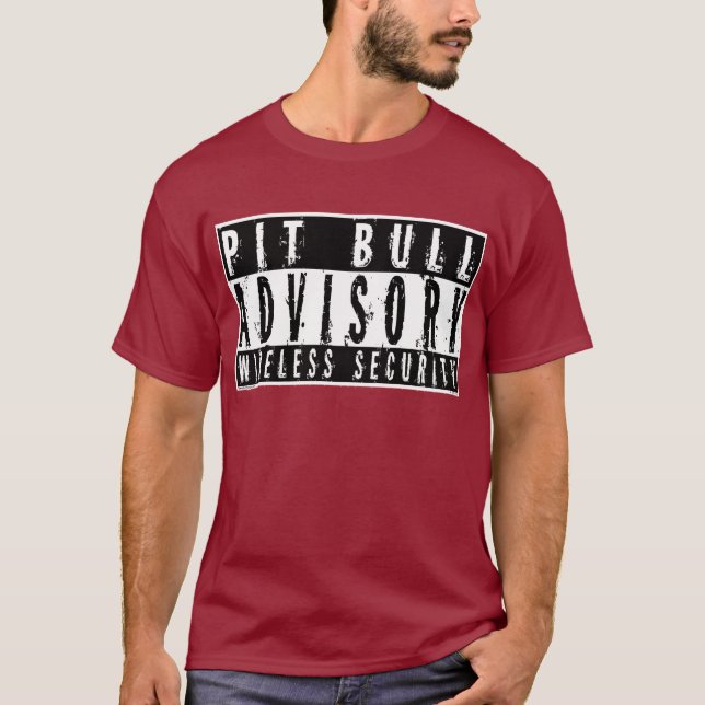 T-shirt Sécurité sans fil consultative de pitbull (Devant)