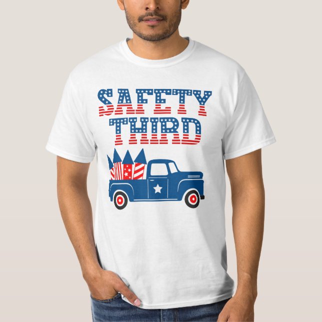 T-shirt Sécurité Troisième Camion 4 juillet avec Fireworks (Devant)
