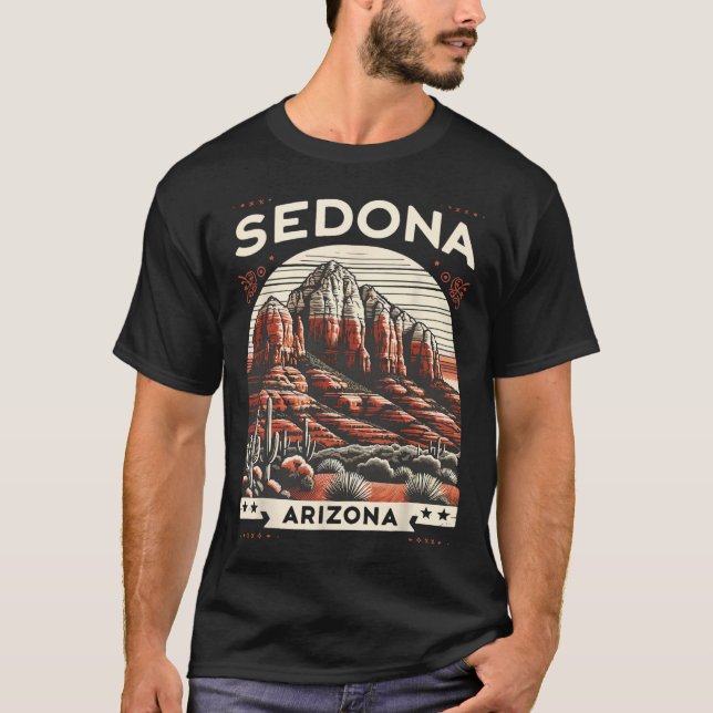 T-shirt Sedona Az Hiking Outdoors Mountain Sedona Usa Retr (Devant)