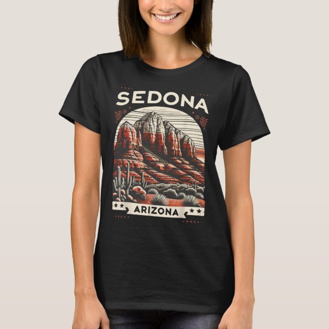 T-shirt Sedona Az Hiking Outdoors Mountain Sedona Usa Retr (Devant)