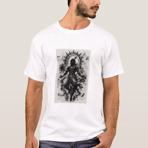 T-shirt Seigneur divin Krishna Silhouette sombre Art grung