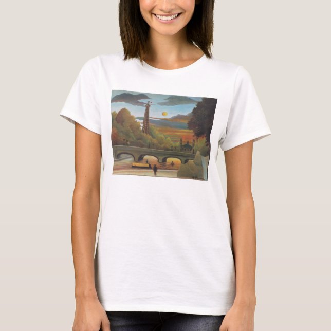 T-shirt Seine et Tour Eiffel au coucher du soleil par Henr (Devant)