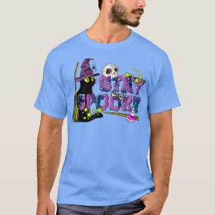 T-shirt Séjour Éffrayant Chat Sorcière Halloween Enfants H