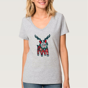 T-shirt Séjournez confortable   French Bulldog Reindeer Ch