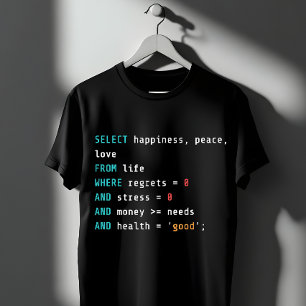 T-shirt SELECT Bonheur SQL Programmeur