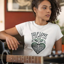Self Love Best Love Citation Green Heart Design