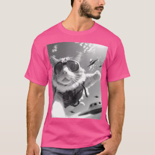 T-shirt Selfie Chat De Skydiving Drôle Avec Ufos Alien