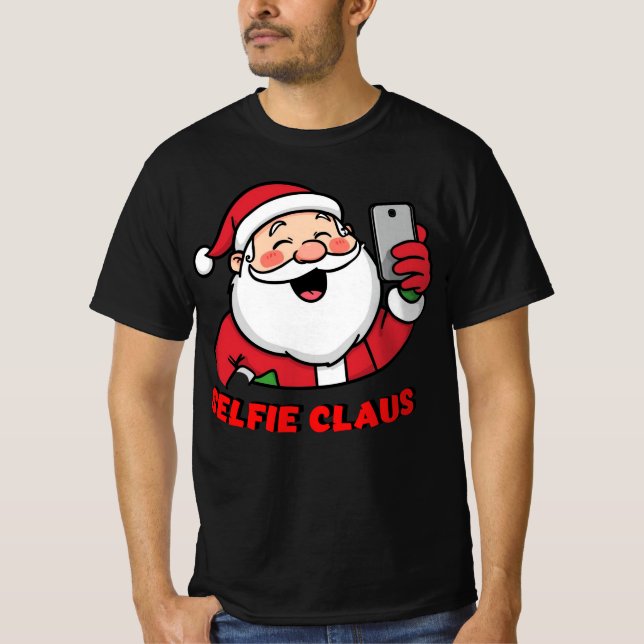 T-shirt Selfie Claus – Conception moderne de Père Noël pou (Devant)