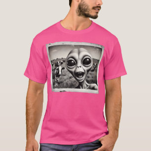 T-shirt Selfie D'Alien Drôle Avec Vaches Ufo Humour Sci-Fi