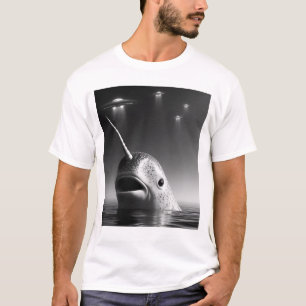 T-shirt Selfie d'Alien Narwhal UFO Racoon avec OVNI